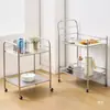 Carrinho Pequeno de Jantar de Aço Inoxidável Carrinho de Serviço para Bebidas e Panela Quente Carrinho de Empurrar à Mão Carrinho de Armazenamento para Beleza e Ventosaterapia Rack para Micro-ondas Forno de Cozinha