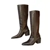 Botas largas de tacón grueso para mujer 2026 otoño e invierno nuevas botas para mujer puntera cuadrada caña alta botas largas zapatos de tacón alto Botas Martin