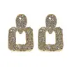 Pendientes de Botón Cuadrados Geométricos Retro con Pedrería Francesa para Mujer Personalidad Coreana Simples Versátiles Pendiente de Temperamento Color de Imagen de Moda