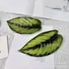 Hojas de Bambú Artificiales, Hojas de Planta Falsas Verdes con Patrón de Zebra Siempreverdes, Accesorios Artificiales para Manualidades con Hojas, Hojas Falsas de Planta Verde Artificial