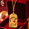 Colgante Espíritu Dragón Caballo Estilo Montaña Dorada y Plateada, Imitación Oro Artesanía Antigua Oro Montaña Dorada Relieve Doble Cara