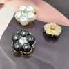 Botões Decorativos para Casaco, Botões Perolados Florais, Suéter de Tricô, Botões Irregulares, Flor de Cinco Pétalas de Luxo Leve Estilo Chanel com Strass