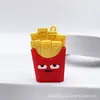 Llavero de Goma Suave Simulado Comida Rápida Papas Fritas Hamburguesa Pizza Hot Dog Muñeco Colgante Decoración de Mochila Llavero Venta al por Mayor
