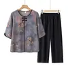 Atuendos de Verano para Mujeres de Mediana Edad y Mayores, Blusas Elegantes para Abuelas, Camisas Holgadas de Talla Grande con Nuevo Estilo Chino