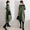 Exportación de comercio exterior transfronterizo de vestido de retazos de cuello redondo holgado talla grande estilo japonés y coreano otoño 2025 para mujer