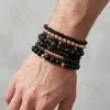 Pulsera Amazon de estilo étnico en capas vintage, única y creativa, pulsera de cuentas con degradado de cristal multicolor versátil