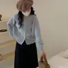 Novo Casaco Suéter Bordado Estilo Suave Outono/Inverno para Mulheres, Cardigã Tricot Suave Retrô Solto Estilo Coreano, Top Casual