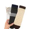 Calcetines de Otoño para Mujer Estilo Retro Japonés Lunares Bloques de Color Maillard Adelgazantes Uso Diario Calcetines de Caña Media Arrugados