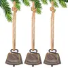 Cuerda de cáñamo más vendida transfronteriza Campana de ganado Colgante para árbol de Navidad Campana de ganado de metal Campana de cuerno de cuerda de cáñamo de hierro vintage Color completo