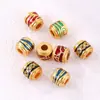 Cuentas de Esmalte Tao Chapadas en Cobre Oro 24K Accesorios Pulsera DIY Cuentas Espaciadoras Cuentas Barril Conservación del Color Pulsera de los Cinco Elementos