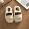 Pantuflas peludas de moda para mujer para otoño e invierno 2026, con suela gruesa, diseño de hebilla, suelas antideslizantes y forro interior de algodón cálido y cómodo para usar en casa