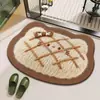 Tapete de Banheiro Fofo de Desenho Animado Hellokitt de Terra de Diatomáceas com Textura de Tricô e Aparência Adorável, Tapete de Banheiro Absorvente e Antiderrapante