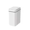 Lixeira Plástica Retangular de 12 Litros com Tampa de Pressão, Lixeira Moderna Branca Fina, Recipiente de Lixo de 3,2 Galões para Banheiro, Quarto, Cozinha, Escritório e Lavabo