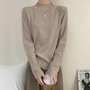 Camisa Base Feminina Macia e Cericosa de Gola Alta Meia-alta Outono e Inverno Solta Estilo Estrangeiro Top Interno Básico Casual Emagrecedor Suéter de Malha