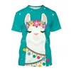 Camiseta 3D de Alpaca de Dibujos Animados para Hombre Animal Lindo Ropa Urbana Harajuku Camiseta de Manga Corta Top Camiseta
