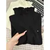 Camiseta de punto fina con cuello alto pequeño de encaje para mujer en otoño e invierno, estilo francés, bonito suéter interior, top de manga larga