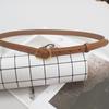 Cinturón metálico geométrico retro simple con hebilla para mujer, hebilla de pasador decorativa, nuevo cinturón de moda de piel de vaca brillante 2023 para mujer