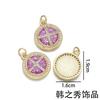Artículos Populares Transfronterizos: Colgante Redondo Cruzado Chapado en Oro Cobre Ópalo Imitación Colección, Zirconia Microincrustada Accesorios para Collares DIY