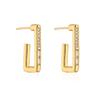 Estilo australiano e francês Light Luxury Copper Plated 18K Gold Zircon Brincos geométricos Nicho feminino Brincos high-end Cross-border Novos produtos