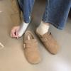 Zapatos Birkenth para Mujer 2023 Otoño e Invierno Nueva Moda Zapatos de Media Pantufla Perezosos Birkenth Punta Abierta Planos Forrados de Felpa Para Exteriores