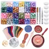 1 Conjunto de Pérolas para Selo de Cera, Conjunto de Carimbos de Selo de Cera com 24 Compartimentos e Pérolas de Cera de Cores Misturadas, Forno Derretedor de Envelopes Correspondente e Pinças