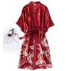 Vestido de novia de mañana para mujer, primavera y otoño, seda de hielo, largo medio, para dama de honor, grupo, boda, bata de baño de seda para novia, pijama sexy de verano