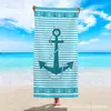 Toalla de Playa de Microfibra con Rayas y Anclas Simple, Toalla de Playa de Secado Rápido y Absorbente de Agua, Toalla de Baño, Toalla de Playa de Envío Transfronterizo