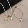Conjunto de Collar y Pulsera de Perlas Camelia de Lujo para Mujer - Joyería de Perlas de Cristal de Alta Calidad