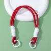 Lanyard para Teléfono Móvil con Doble Hebilla de Color Dopamina Llavero Correa de Muñeca Antiperdida Accesorios de Cuerda Portátil Tejidos a Mano Venta al por Mayor