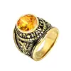 Anillo de acero de titanio transfronterizo EE. UU.. anillo de soldado al por mayor Anillo de acero de titanio con gema de personalidad para hombre de moda