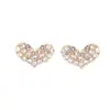 Nuevos Pendientes de Perla de Amor para Mujer Pequeños y Exquisitos Aguja de Plata 925 Juego Completo con Pedrería Estilo Coreano Simple Pendientes Chapados en Oro Real