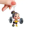 Colgante Plano de Acrílico para Coche, Colgante para Llaves, Colgador de Mochila, Niña Pequeña Levantando Pesas y Cachorro, Nuevo Modelo Transfronterizo