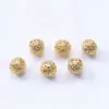 Pulsera de Zirconia Cortada Micro-Pavimentada Rellena de Oro de 18 Quilates que Conserva el Color, Cuentas Sueltas, Cuentas Redondas, Accesorios Espaciadores para Pulseras y Collares DIY