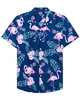 Camisa Hawaiana con Dibujos Animados Impresión 3D Cuello Redondo Manga Corta Sin Planchar Camisa para Hombre Top Casual
