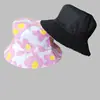Chapéu de Pescador Criativo Estampado Dupla Face 100% Algodão Masculino e Feminino para Uso Externo Casual Proteção Solar Chapéu de Sol Popular na Internet Versátil Chapéu Balde