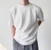 Camiseta branca waffle da moda para homens, de manga curta, marca tendência, roupa de verão, estilosa e casual, camiseta de verão de meia-manga