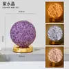 Luminária de Mesa com Pedras Naturais Cristalinas Transfronteiriça Estrela Lua Quarto Luminária de Cabeceira Carregamento USB Três Cores Luz Noturna Touch