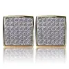 Brincos de Rosca Hip-Hop Amazon Transfronteiriços 925 Hip-Hop Galvanizado Duas Cores Quadrados Cheios de Zircônia Brincos Masculinos Atacado