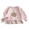 Nueva colección de otoño de vestidos sudadera para niñas: Diseños de cuadros y florales dulces y lindos, con un top tipo dos piezas de imitación, perfecto para usar en primavera y otoño