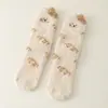 Calcetines Lindos de Orejas de Animal Peludas Tridimensionales hasta la Mitad de la Pantorrilla Diseño de Dibujos Animados Otoño e Invierno Calcetines Gruesos para el Suelo Calcetines para Dormir