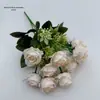 10 Roseiras Peroladas Pequenos Buquês de Rosas Ornamentos de Chão para Casa Flores Artificiais Decoração Suave Interna de Hotel Ornamentos de Flores Artificiais