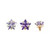 Clavo para Oreja de Estrella de Cinco Puntas con Garras Doradas de Aleación de Titanio Astmf-136 G23 Titanio Rosca Interna Cabeza de Piercing para Labio con Circonita