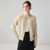 Novo cardigã de cashmere puro para mulheres, gola redonda, estilo outono e inverno, padrão losango, suéter de tricô macio e aconchegante, peça de outer wear soltinha
