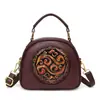 2025 Bolso Cruzado Nacional de Textura Transfronteriza Bolso de Hombro en Relieve Bolso Redondo Pequeño para Madres de Mediana Edad Bolso de Mano Versátil para Viajes