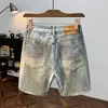 Shorts de Mezclilla Lavados Desgastados Rasgados Estilo Retro Americano para Hombre Verano Modernos Sueltos Rectos Casuales Capris Modernos