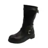 Botines Vaqueros Occidentales Desgastados para Mujer, Nuevos Botines Martin Vintage de Caña Media Ancha Otoño/Invierno, Botas de Jinete con Tacón Escalonado Adelgazantes