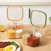 Caja de Condimentos Cocina Hogar Sellada a Prueba de Humedad Frasco de Condimentos Sal Glutamato Monosódico Especias Porcionado Almacenamiento Integrado con Cuchara Botella de Condimentos