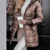En Stock Transfronterizo Otoño e Invierno Europeo y Americano Temu Aliexpress Amazon Abrigo de Algodón con Capucha Chaqueta de Algodón de Longitud Media con Tres Cremalleras para Mujer