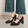 Zapatos Mary Jane Cuadrados de Tacón Alto con Correa Única para Mujer, Estilo Retro Nuevo Primavera 2026, Boca Baja Estilo Francés, Zapatos de Tacón Grueso de Una Sola Correa para Mujer