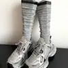 Calcetines de pantorrilla de doble costura para mujer Melard combinados con botas, Calcetines largos tipo JK holgados, Calcetines lisos para botas para primavera y otoño